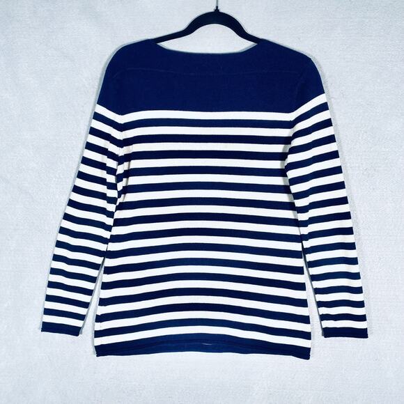 Brooks Brothers Sweater Womens L Blue Silk Cashmere Pullover Striped Parrots - Picture 6 of 11